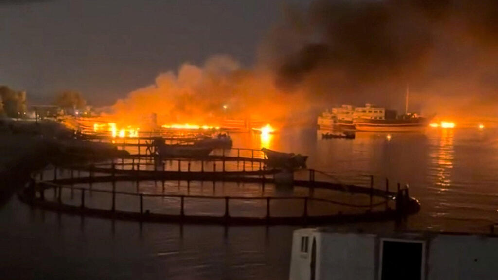 Aftermath of Israeli strikes in Iran (Photo: Social Media/via REUTERS) אש באזור מצר הורמוז בעקבות תקיפת ארה"ב באיראן