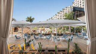 The Cactus Deck VIP pool area features shaded seating, private cabanas and dedicated guest services 