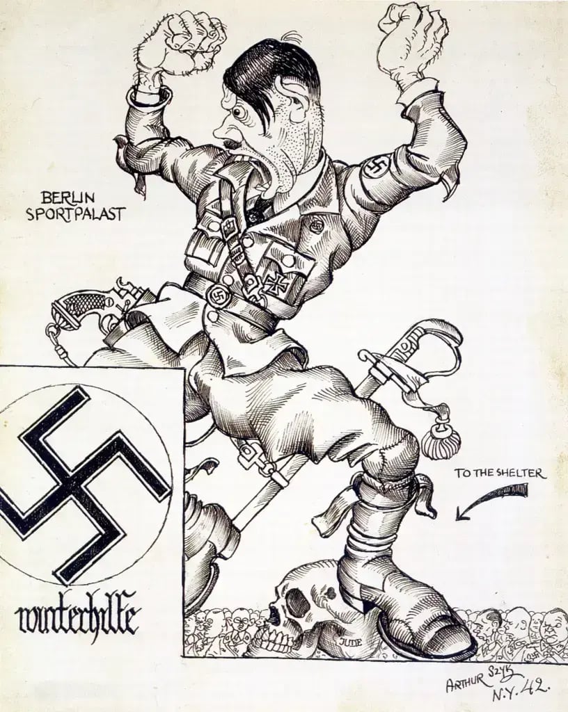 Cartoon by Arthur Szyk (Photo: New York Post) קריקטורה של ארתור שיק