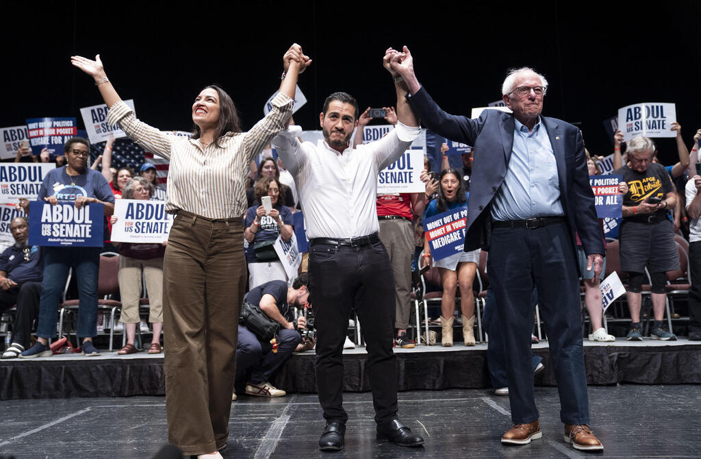  Dr. Abdul El-Sayed with Rep. Alexandia Orcasio-Cortez and Sen. Bernie Sanders