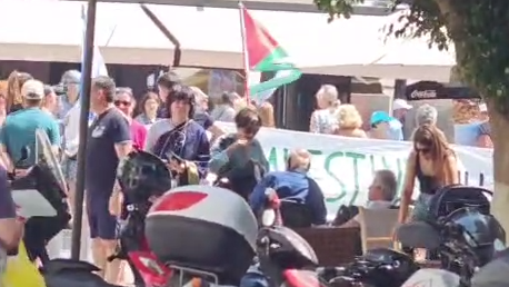 The scene awaiting those who did disembark מחאה פרו פלסטינית בכרתים
