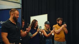 Participants record content during a workshop in Birthright Israel’s Storytellers program 