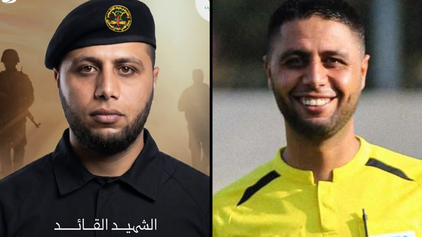 Mohammed Barakat in a soccer uniform and an Islamic Jihad uniform (Photo: IDF) מוחמד סאמי מוחמד ח׳טאב