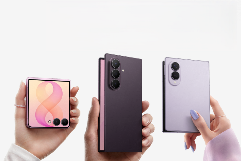 Samsung's new lineup of foldable smartphones, including the latest Fold model (Photo: Samsung) סדרת המתקפלים, עם דגם הפולד החדש