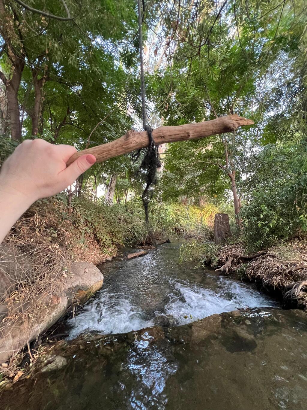 Rope swing over a channel of the Dan Stream (Photo: Ben Pershitz) טרזן בפלג נחל דן