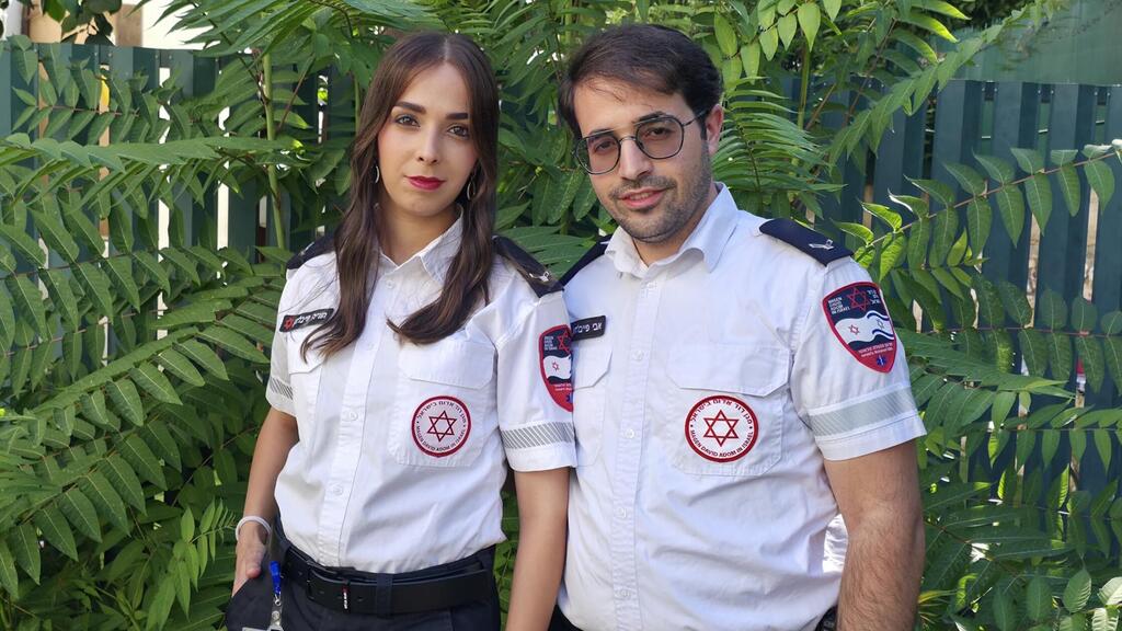 Magen David Adom paramedic volunteers Hodaya and Avi Feivelson respond to calls together and separately (Photo: MDA spokesperson) Magen David Adom paramedic volunteers Hodaya and Avi Feivelson respond to calls together and separately