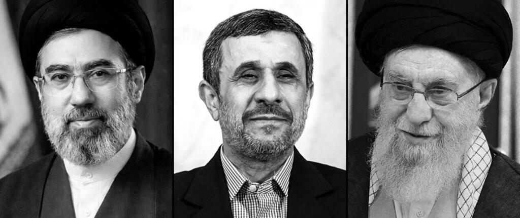Khamenei Sr., right, Ahmadinejad, Khamenei Jr. |