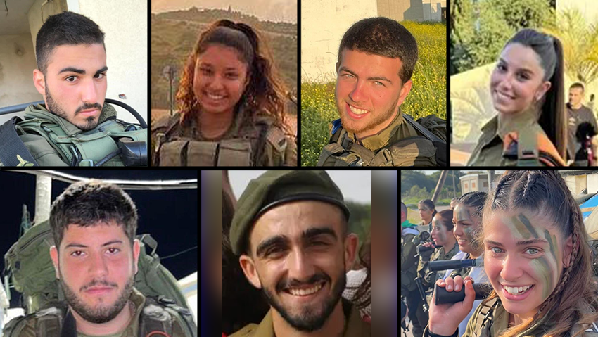 Top row: Adir Meir Abudi, Or Moses, Yannai Kaminka and Adar Ben Simon; bottom row, left to right: Omri Niv Firshtein, Neria Aharon Nagari and Eden Alon Levy (Photo: IDF) Top row: Adir Meir Abudi, Or Moses, Yannai Kaminka and Adar Ben Simon; bottom row, left to right: Omri Niv Firshtein, Neria Aharon Nagari and Eden Alon Levy