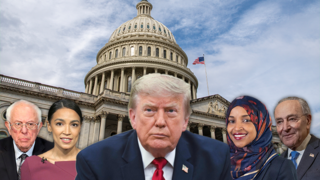 Trump and several senior Democrats - Chuck Schumer, Ilhan Omar, Alexandria Ocasio-Cortez and Bernie Sanders 