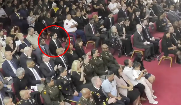 Mamdani seated in the fourth row at the funeral on Friday https://nypost.com/2026/07/31/us-news/mamdani-blocked-from-speaking-at-fallen-nyc-soldiers-funeral/