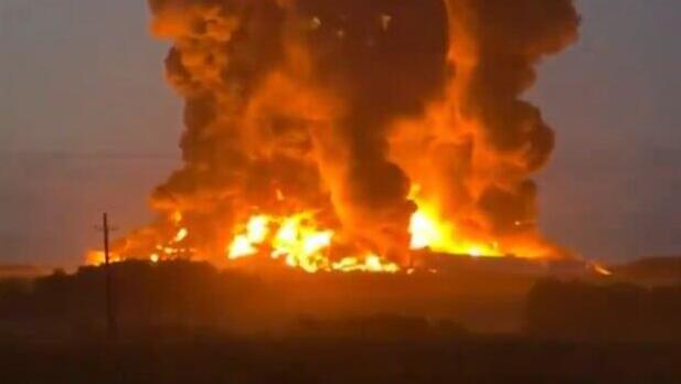 A Wildberries warehouse burns in Russia’s Tula region following a Ukrainian attack