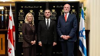 King David Hotel Delegations Manager Natalie Ann Bachar, Georgian Ambassador to Israel Beka Dvali and the hotel's general manager, Alvaro Rautenburg 