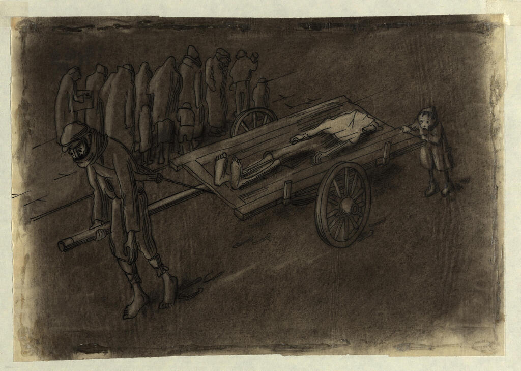 A drawing from the Oyneg Shabes Archive depicts the harsh realities of life and death inside the Warsaw Ghetto during the Holocaust (Photo: Courtesy of the Museum of Jewish Heritage – A Living Memorial to the Holocaust) A drawing from the Oyneg Shabes Archive depicts the harsh realities of life and death inside the Warsaw Ghetto during the Holocaust