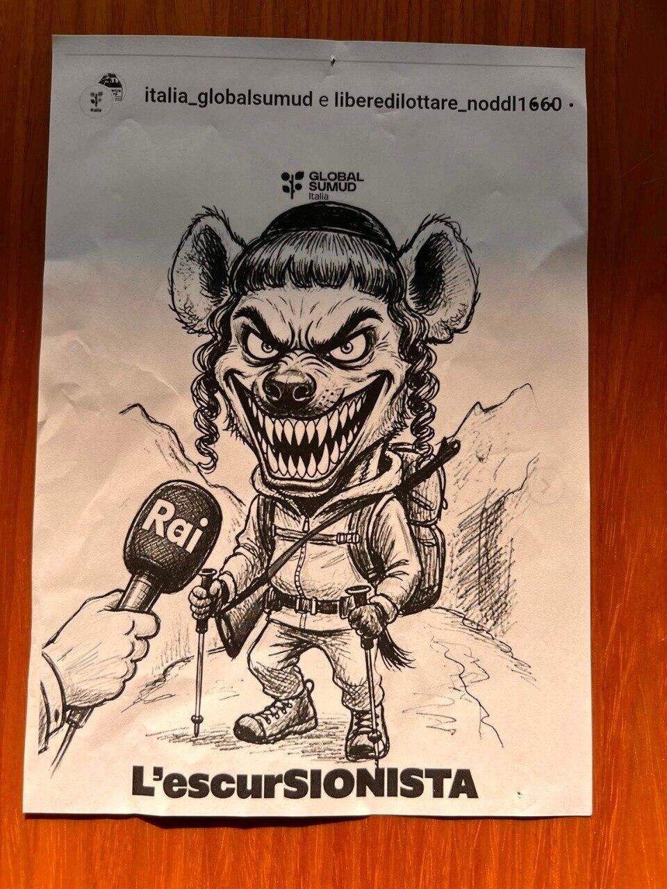 The cartoon circulated by pro-Palestinian activists הקריקטורה