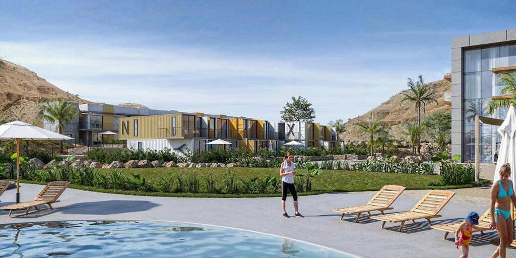 NYX Dead Sea Hotel (Rendering: Rachel Abraham, R. Abraham Architects) מלון NYX ים המלח