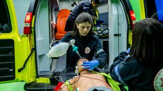 Paramedic training exercises at Magen David Adom’s training school in Ramla 