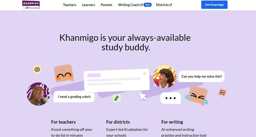 The Khanmigo website (Screenshot) האתר של Khanmigo