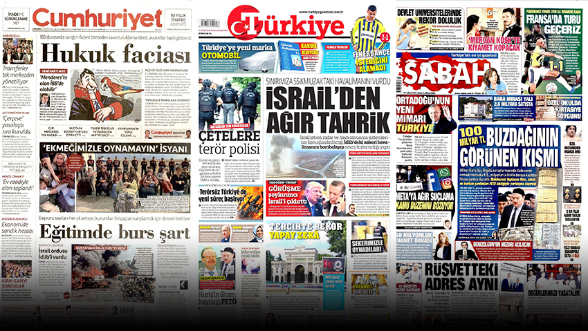 Turkish newspapers report on the incident (Photo: From the newspaper Türkiye) Turkish newspapers report on the incident