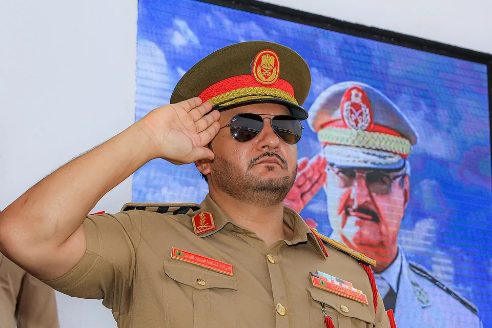 Saddam Haftar, the son of eastern Libyan military strongman Khalifa Haftar (Photo: Media office of Khalifa Haftar / AFP) סדאם חפתר בנו של שליט מזרח לוב חליפה חפתר
