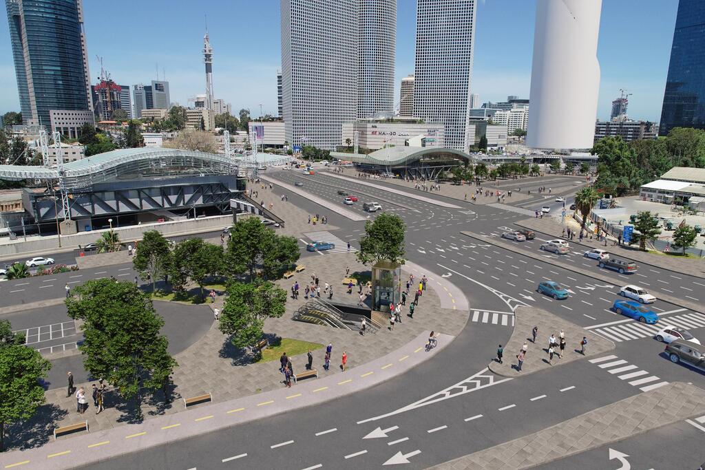 Rendering of the Tel Aviv Shalom metro station (Illustration: NTA) הדמיה של תחנת מטרו השלום בתל אביב