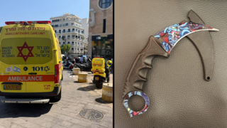 הסכין שבאמצעותה דקר את העובדת בבנק מזרחי בתל אביב