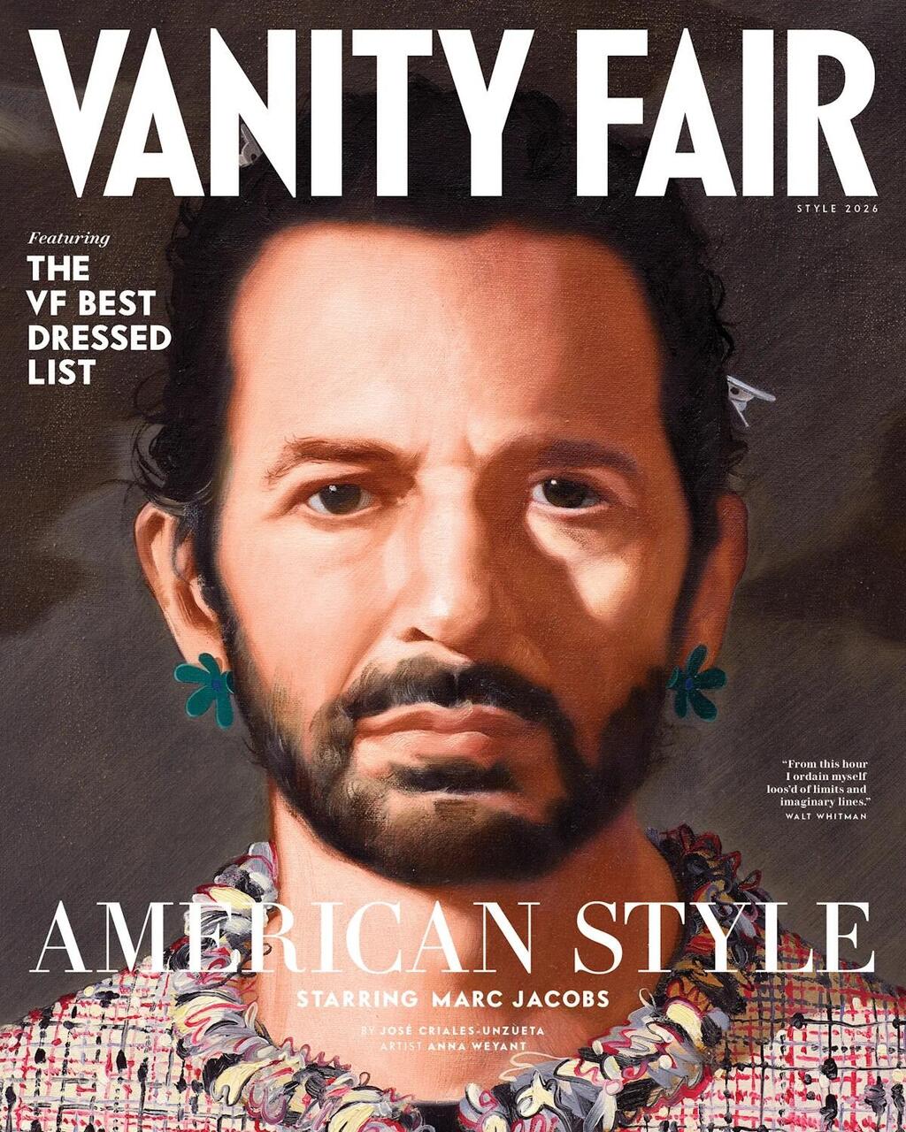 Marc Jacobs on the cover of Vanity Fair's September issue (Illustration: Anna Weyant) מארק ג'ייקובס על שער גיליון ספטמבר של וניטי פייר, 2026