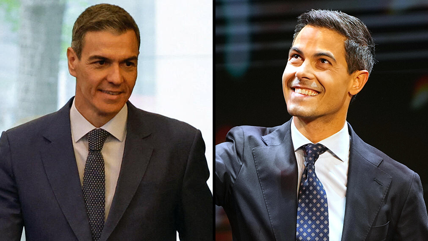 Spanish Prime Minister Pedro Sánchez, Dutch Prime Minister Rob Jetten (Photo: AP Photo/Peter Dejong, REUTERS/Tingshu Wang) רוב יטן, פדרו סנצ'ס