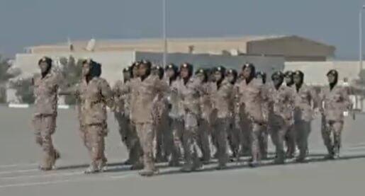 Female Emirati soldiers march in formation during a military ceremony in the United Arab Emirates איחוד האמירויות חיילות פינת יא אללה ליאור בן ארי
