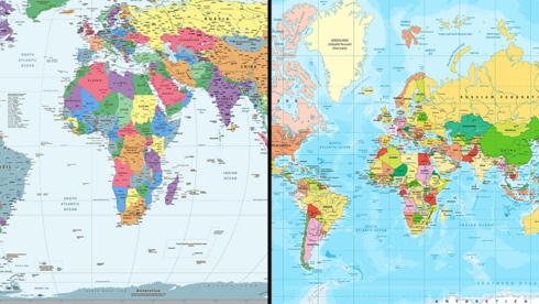 מפה מפת העולם עולם בגרסת מרקטור Mercator