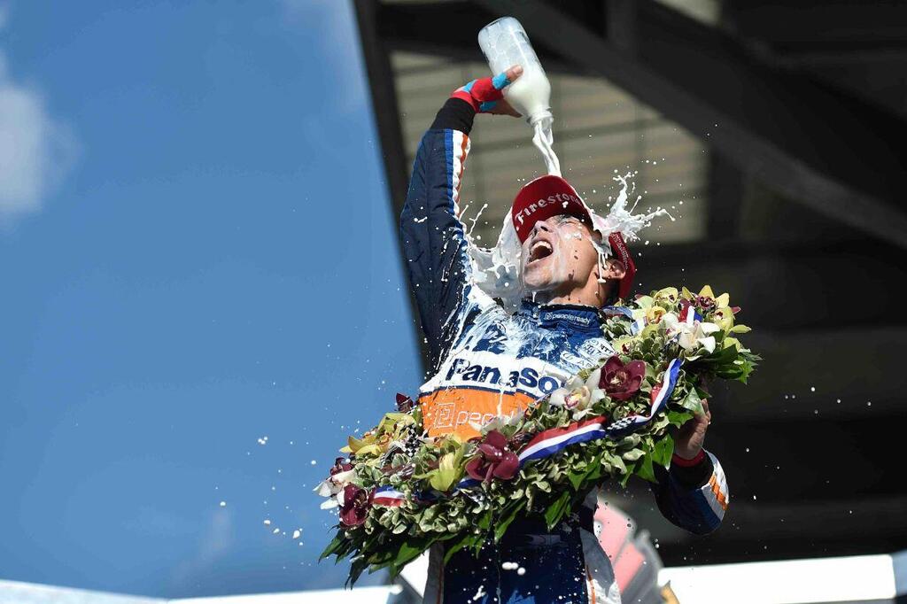 Celebrating victory with milk instead of champagne Celebrating victory with milk instead of champagne