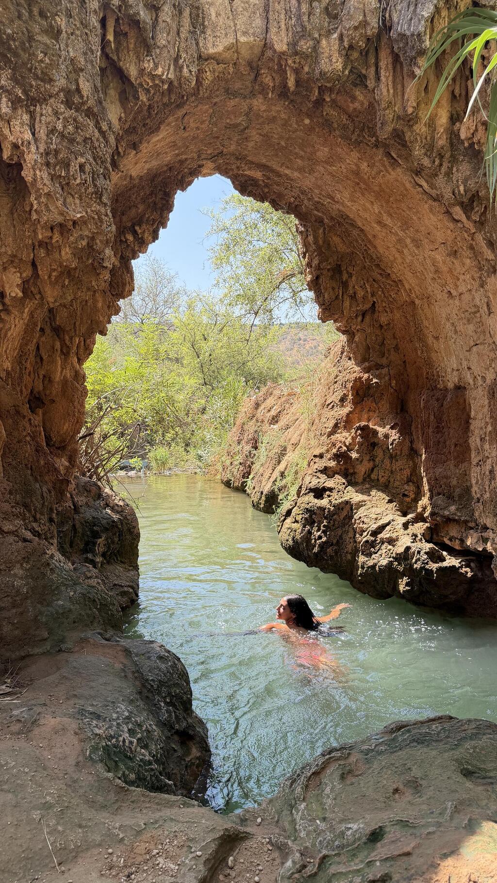 Chen swims at the perfect spot (Photo: Courtesy of Chen Yosef) נחל צלמון