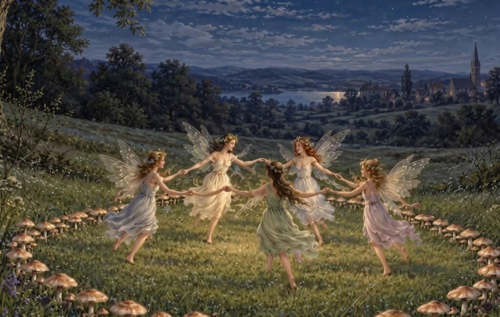 'Fairy rings' (Photo: ChatGPT) פיות רוקדות במעגל פטריות