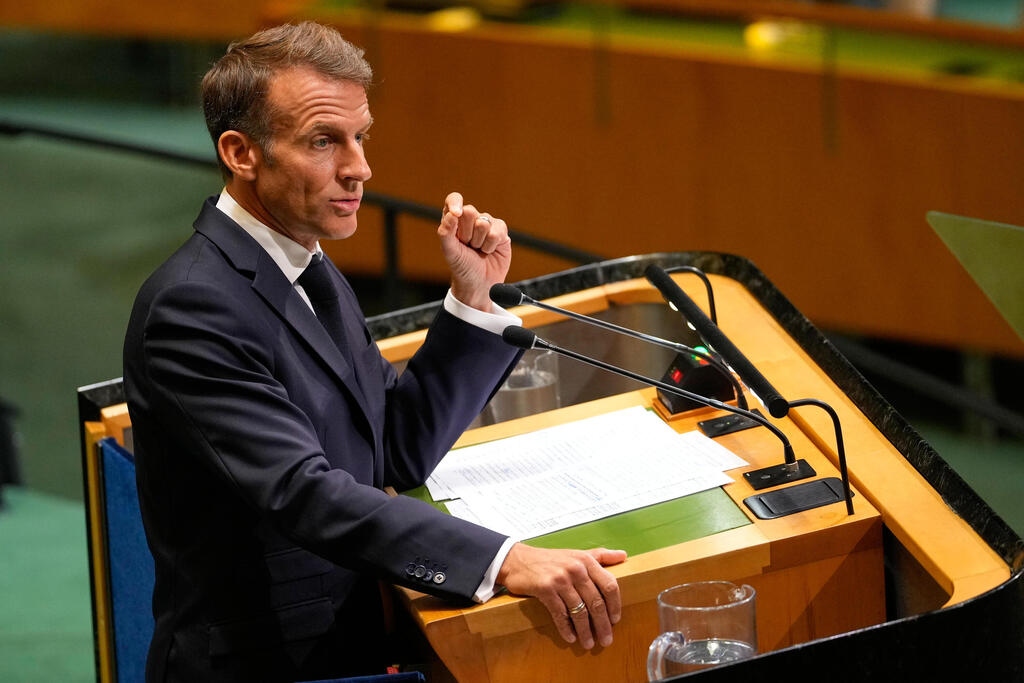 Emmanuel Macron (Photo: AP Photo/Yuki Iwamura) עמנואל מקרון נשיא צרפת עצרת האו"ם