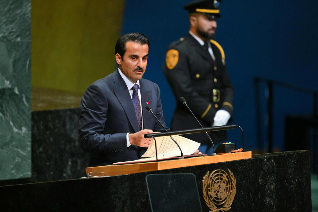 Qatar’s Emir (Photo: ANGELA WEISS / AFP) אמיר קטאר, תמים בן חמד אל ת'אני, בעצרת האו"ם