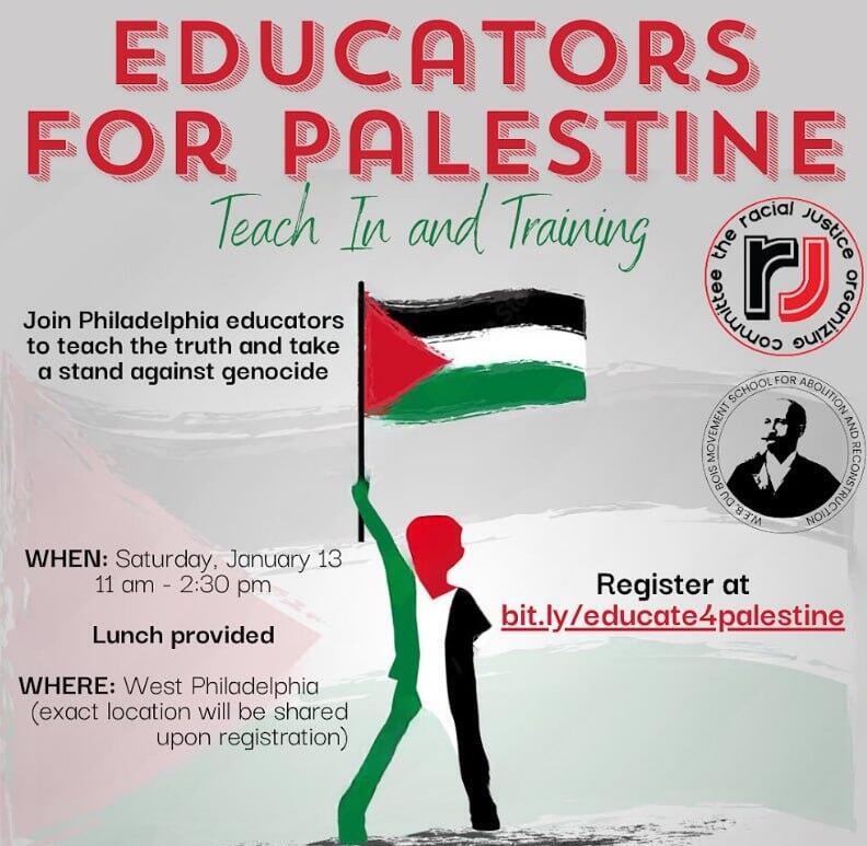 A promotional poster for a pro-Palestinian event on Hannah Gann's Instagram page ארה"ב האנה גאן העמידה פני פלסטינית בכלל יהודייה