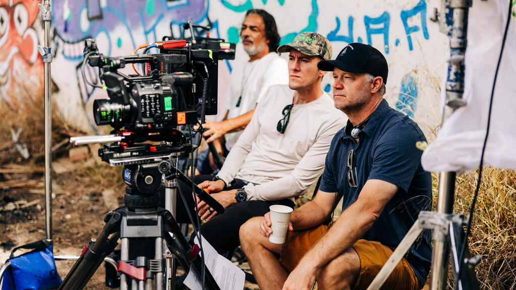American director Justin Folk during filming of 'Paging Hezbollah' (Photo: Public Relations) ג'סטין פולק, מתוך Paging Hezbollah
