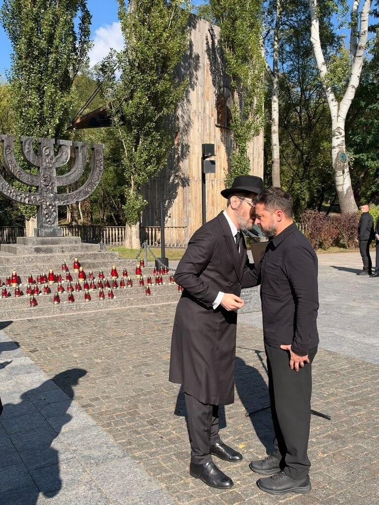 Ukrainian President Volodymyr Zelensky at a ceremony marking 85 years since the Babi Yar massacre (Photo: FJCU) נשיא אוקראינה וולודימיר זלנסקי בטקס לציון 85 שנה לטבח באבי יאר