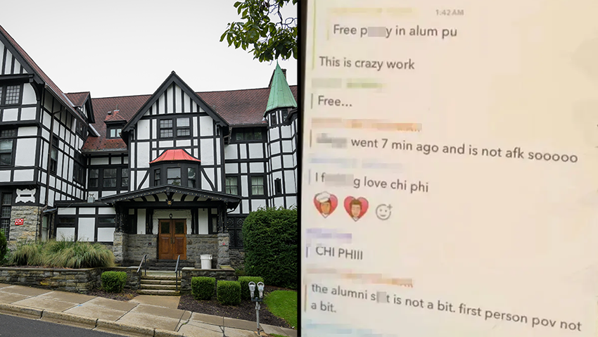 Screenshot of messages exchanged among Cornell University students during the alleged gang rape (Photo: AP Photo/Heather Ainsworth) צילום של הודעה בקבוצה מ-2024 של חברי אחות קאי פאי באוניברסיטת קורנל שבה הזמינו חברים לקיים יחסי מין עם צעירה שכעת מאשימה שעברה אונס קבוצתי בית אחוות במדינת ניו יורק ארה"ב שם נטען כי התחולל