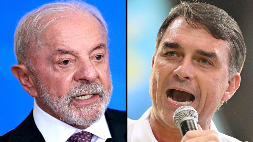 President Luiz Inácio Lula da Silva, Flávio Bolsonaro (Photo: Evaristo SA and Mauro PIMENTEL / AFP) פלאביו בולסונרו ו- נשיא ברזיל לולה דה סילבה