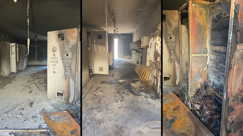 תאגיד המים "נווה מדבר" קרס בעקבות להצתה בחדר חשמל ע"י עבריינים שדרשו פרוטקשן