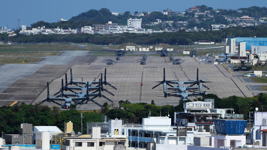US Marine Corps Air Station Futenma in Okinawa, where the murder suspect was stationed (Photo: AP Photo/Hiro Komae, File) בסיס חיל האוויר פוטנמה של ארה"ב ב אוקינאווה יפן ארכיון