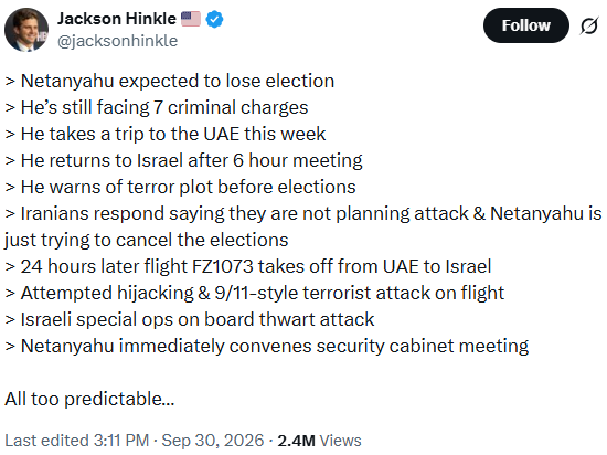 Jackson Hinkle’s post (Photo: X) הציוץ של ג'קסון הינקל