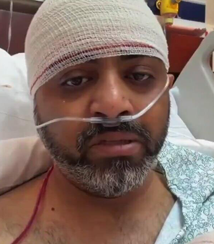 Indian captain Smith Machachar in the hospital. His heroism saved many lives