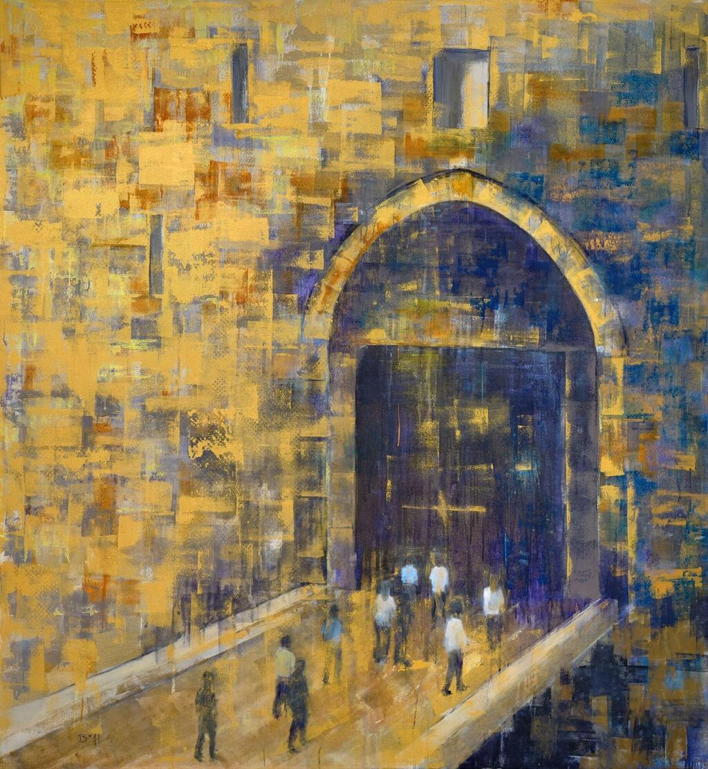 Jewish art by Hines (Photo: Yochai medina) ציור של ברברה היינס, אמנית ופילנתרופית יהודייה