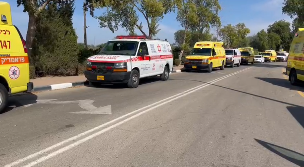 Magen David Adom ambulances on the morning of October 7 (Photo: MDA) mda