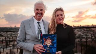 Friends of Zion founder Mike Evans with Australian broadcaster Erin Molan, one of the hosts of the 24-hour broadcast from Jerusalem