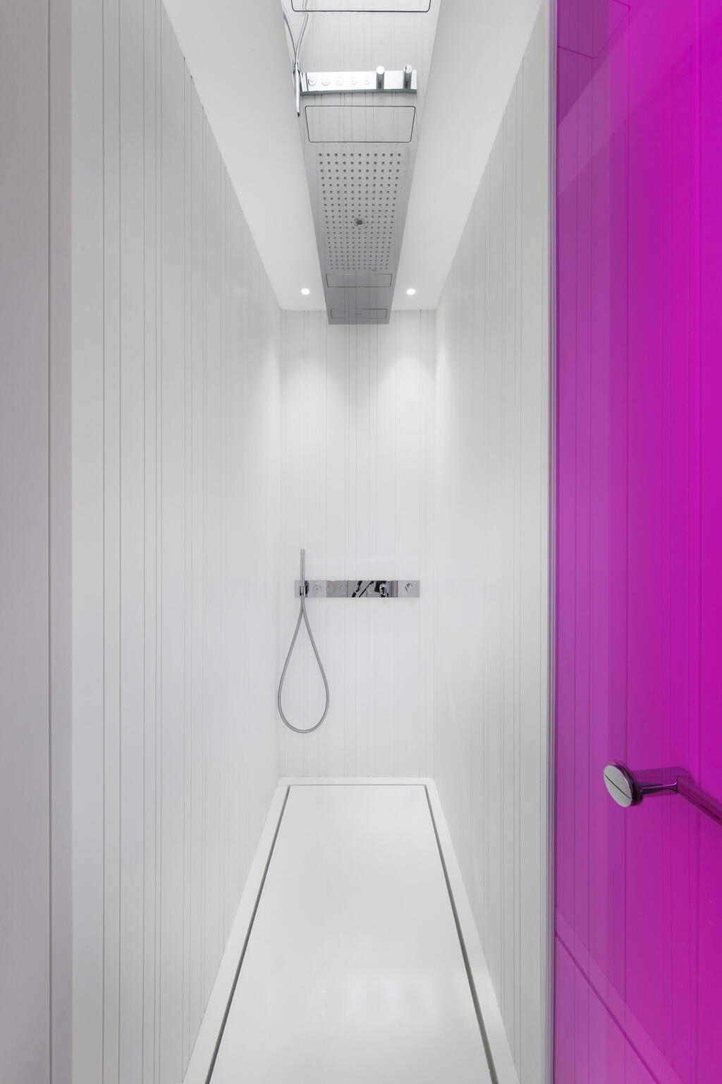 The bathrooms were inspired by Lady Gaga and her Bad Romance music video (Photo: Elad Gonen) דירה אולטרה מודרנית במגדל תל אביבי, עיצוב: אורון מילשטיין