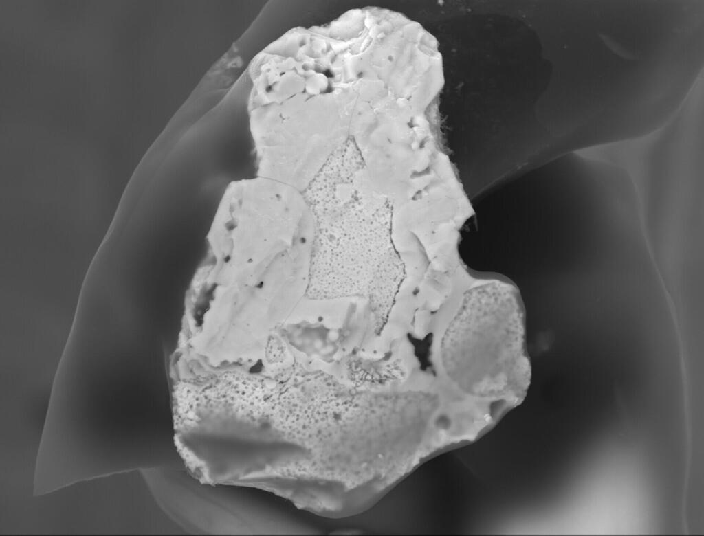 A radioactive 'hot particle' from the 1986 Chernobyl disaster (Photo: Laura Stalmann) חלקיק רדיואקטיבי ("חלקיק חם") מהאסון שאירע בצ'רנוביל בשנת 1986