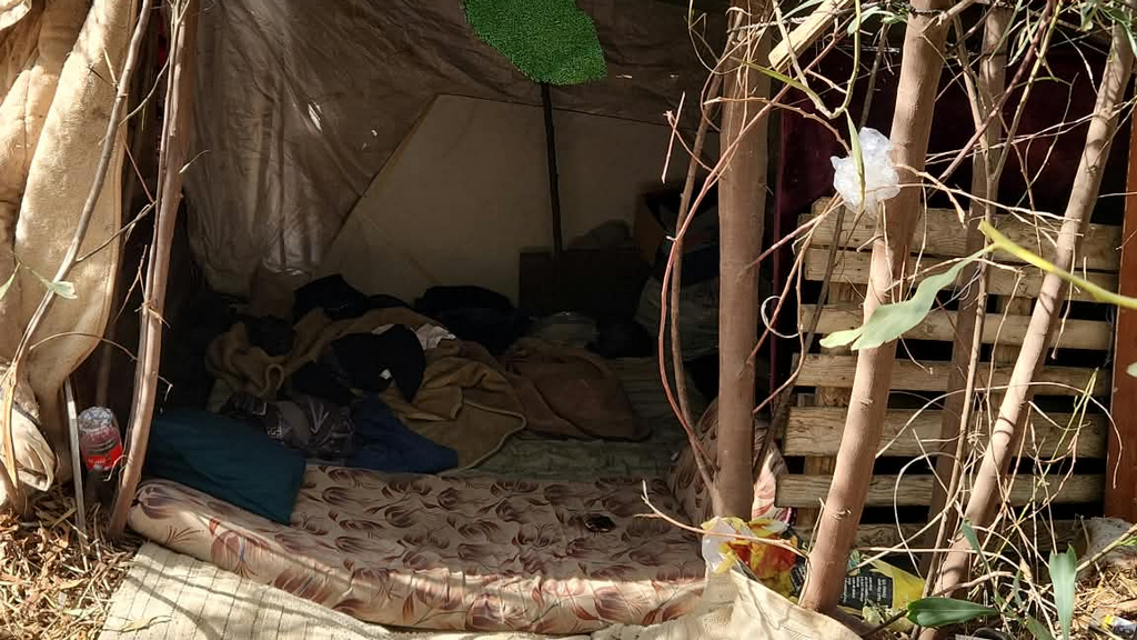 ‘4-year-olds sleeping in the woods’ (Photo: Israel Police) הקבצנים שוהים בלתי חוקיים באזור נצרת