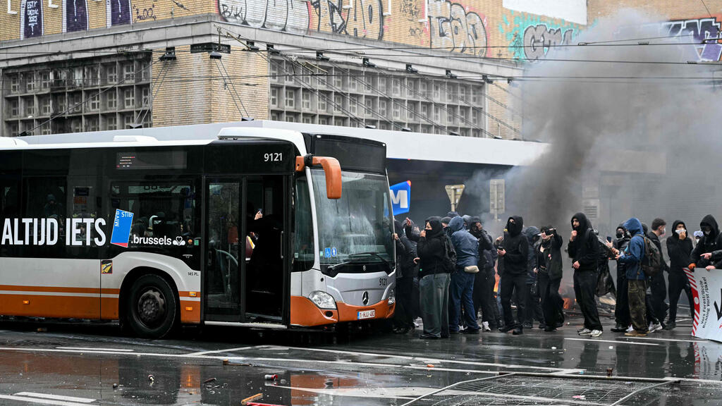 Photo: NICOLAS TUCAT / AFP מחאות בבלגיה